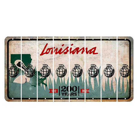 Louisiana 200 Years Cut License Plate Strips (Set of 8) Grenade