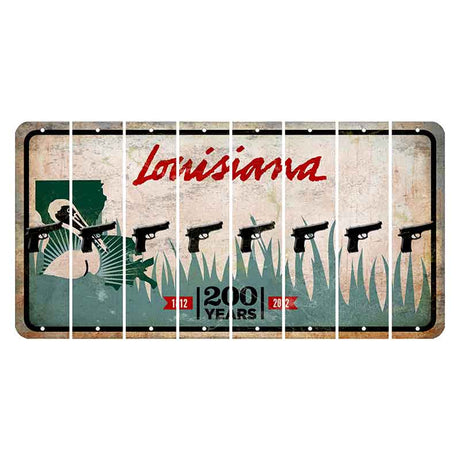 Louisiana 200 Years Cut License Plate Strips (Set of 8) Handgun