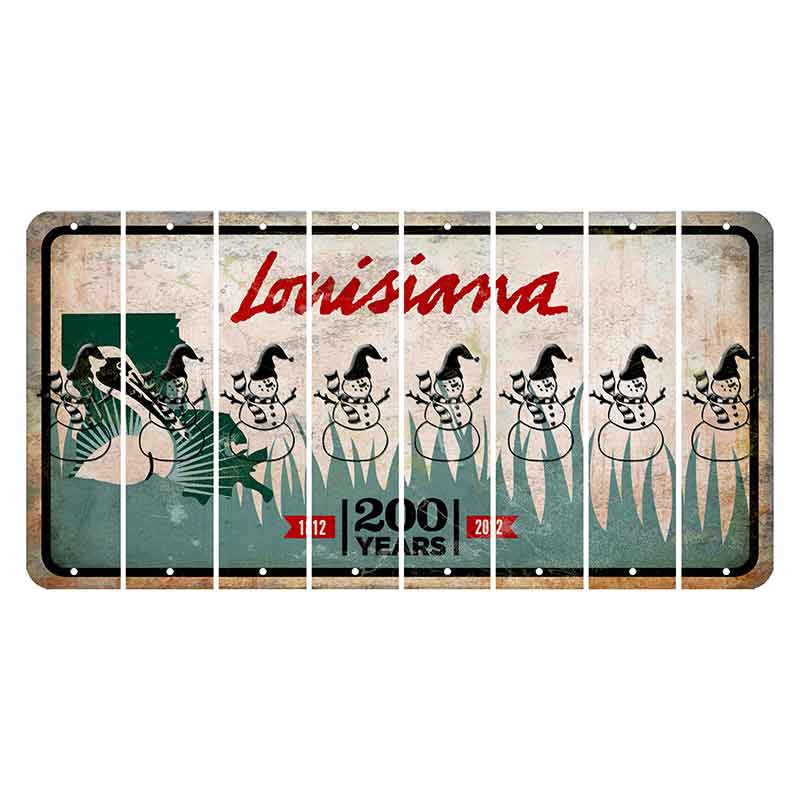 Louisiana 200 Years Cut License Plate Strips (Set of 8) Snowman