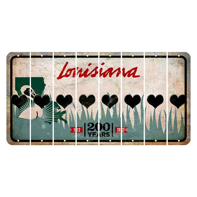 Louisiana 200 Years Cut License Plate Strips (Set of 8) Heart