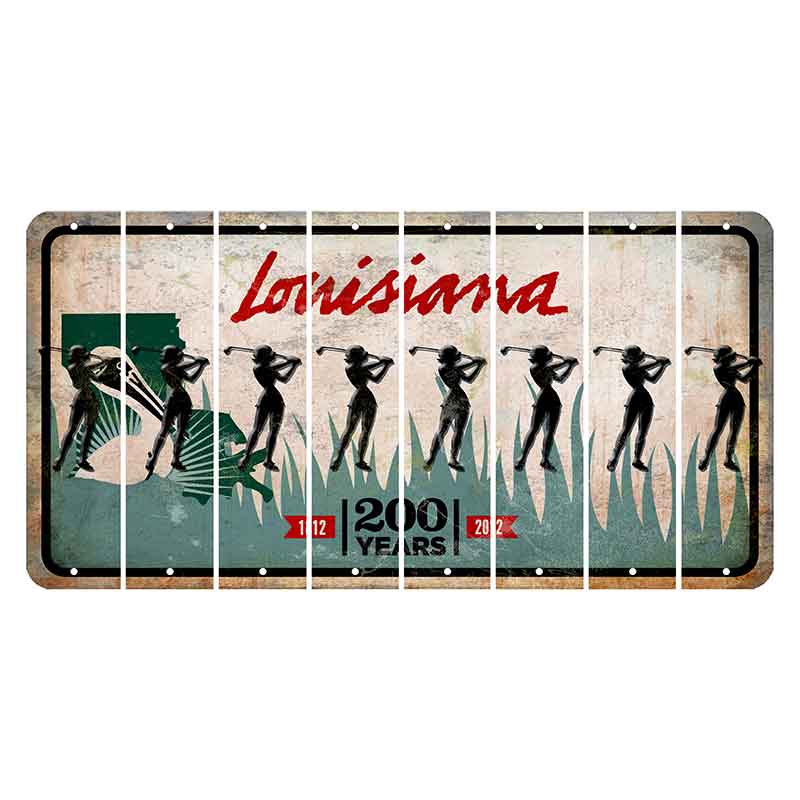 Louisiana 200 Years Cut License Plate Strips (Set of 8) Female Golfer