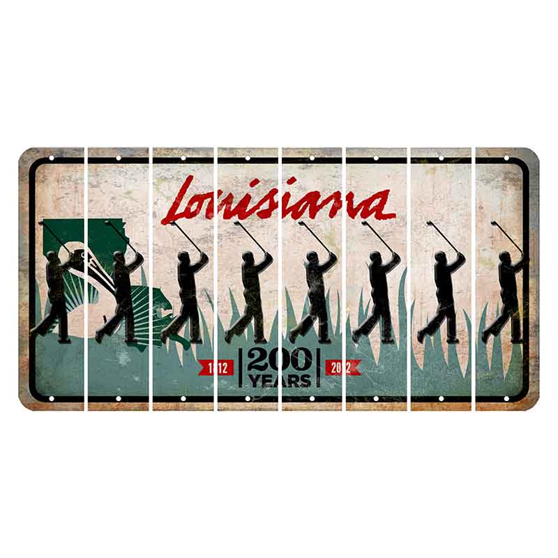 Louisiana 200 Years Cut License Plate Strips (Set of 8) Male Golfer