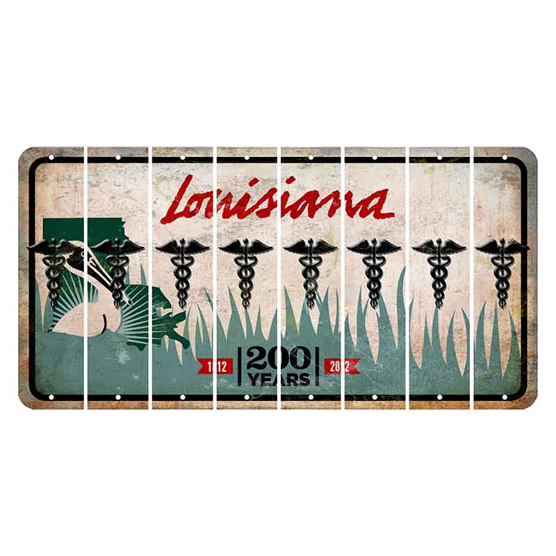 Louisiana 200 Years Cut License Plate Strips (Set of 8) Caduceus