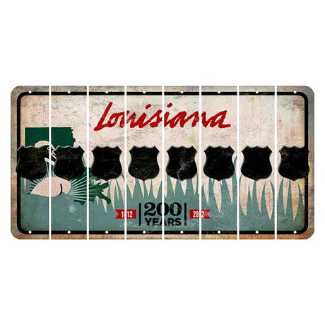 Louisiana 200 Years Cut License Plate Strips (Set of 8) Police Badge