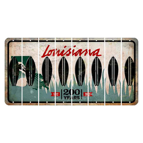 Louisiana 200 Years Cut License Plate Strips (Set of 8) Surfboard