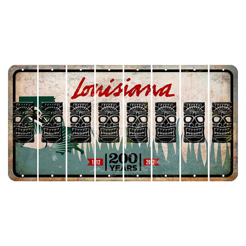 Louisiana 200 Years Cut License Plate Strips (Set of 8) Tiki