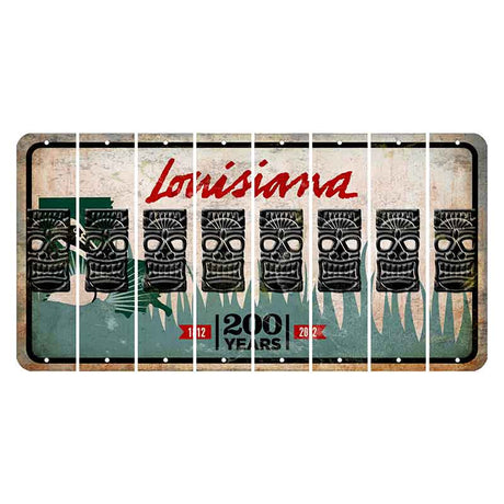 Louisiana 200 Years Cut License Plate Strips (Set of 8) Tiki