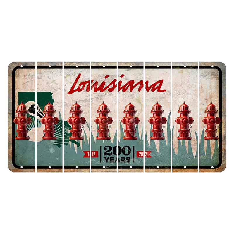 Louisiana 200 Years Cut License Plate Strips (Set of 8) Fire Hydrant