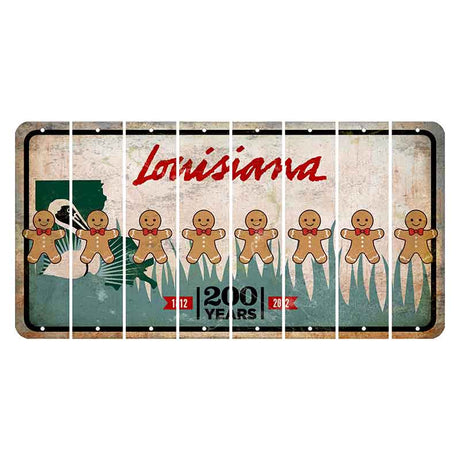 Louisiana 200 Years Cut License Plate Strips (Set of 8) Gingerbread Man