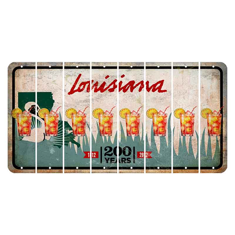 Louisiana 200 Years Cut License Plate Strips (Set of 8) Cocktail