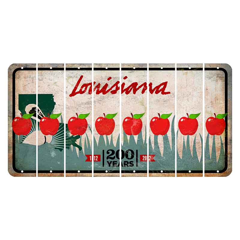 Louisiana 200 Years Cut License Plate Strips (Set of 8) Apple