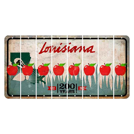 Louisiana 200 Years Cut License Plate Strips (Set of 8) Apple