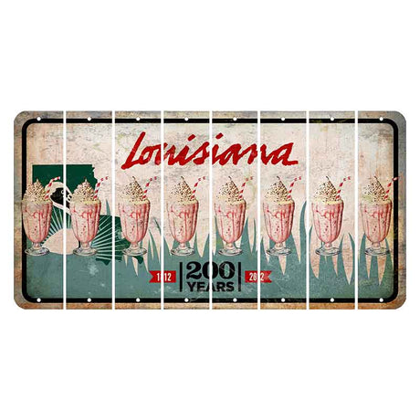 Louisiana 200 Years Cut License Plate Strips (Set of 8) Milkshake