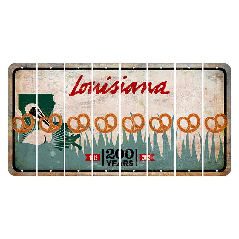 Louisiana 200 Years Cut License Plate Strips (Set of 8) Pretzel