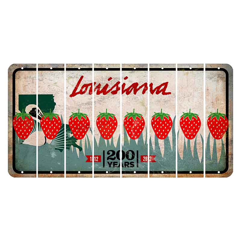 Louisiana 200 Years Cut License Plate Strips (Set of 8) Strawberry