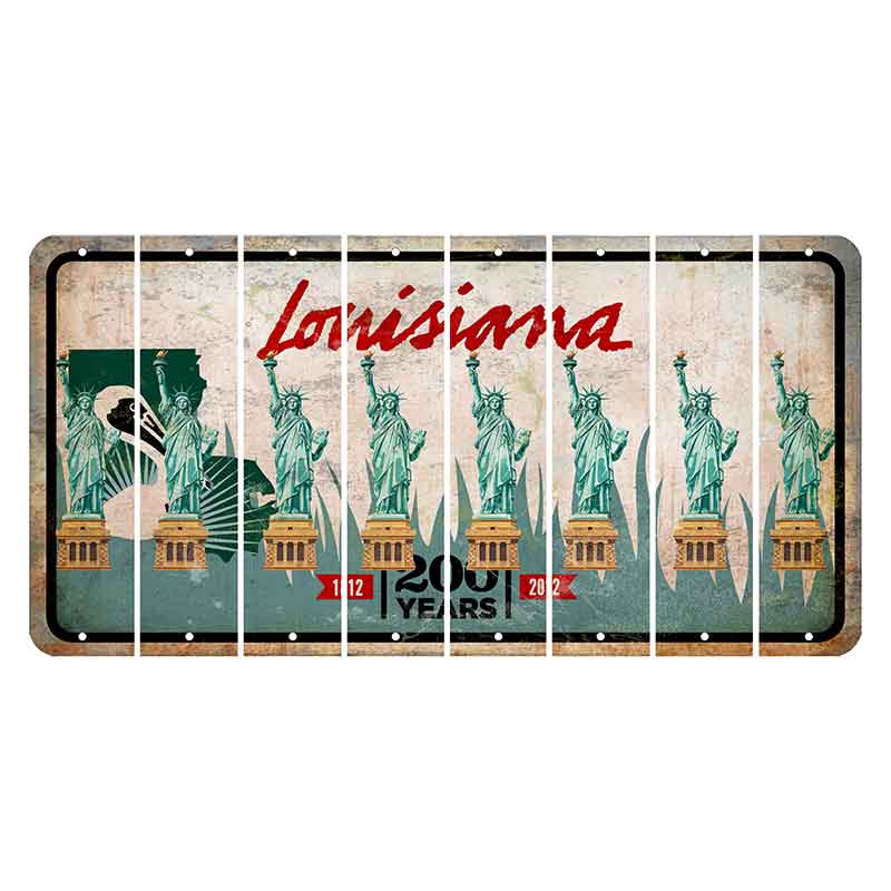 Louisiana 200 Years Cut License Plate Strips (Set of 8) Statue of Liberty