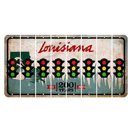 Louisiana 200 Years Cut License Plate Strips (Set of 8) Traffic Light