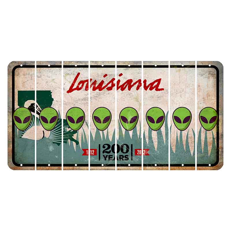 Louisiana 200 Years Cut License Plate Strips (Set of 8) Alien