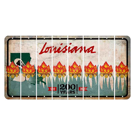 Louisiana 200 Years Cut License Plate Strips (Set of 8) Campfire