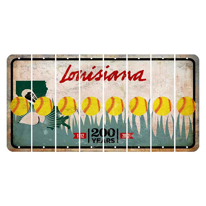 Louisiana 200 Years Cut License Plate Strips (Set of 8) Softball