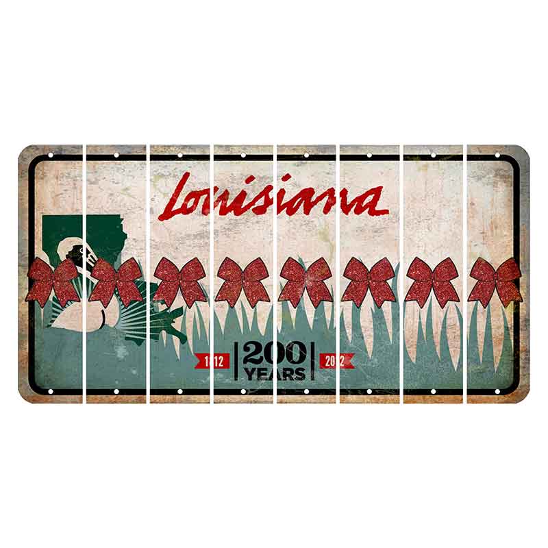 Louisiana 200 Years Cut License Plate Strips (Set of 8) Cheer Bow