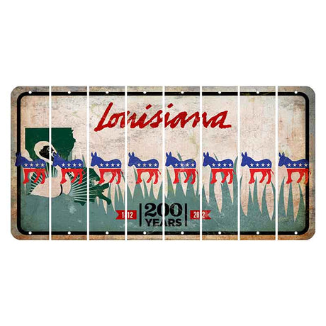 Louisiana 200 Years Cut License Plate Strips (Set of 8) Democrat