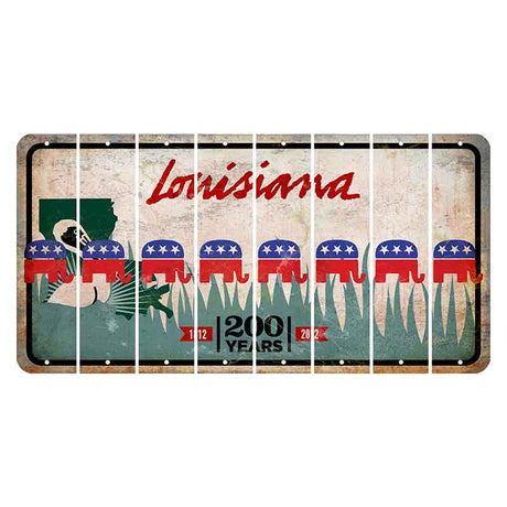 Louisiana 200 Years Cut License Plate Strips (Set of 8) Republican