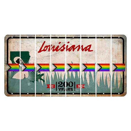 Louisiana 200 Years Cut License Plate Strips (Set of 8) LGBTQ Flag