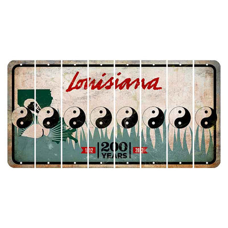 Louisiana 200 Years Cut License Plate Strips (Set of 8) Yin Yang