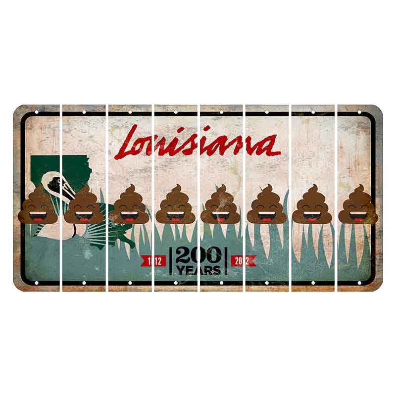 Louisiana 200 Years Cut License Plate Strips (Set of 8) Emoji - Poop