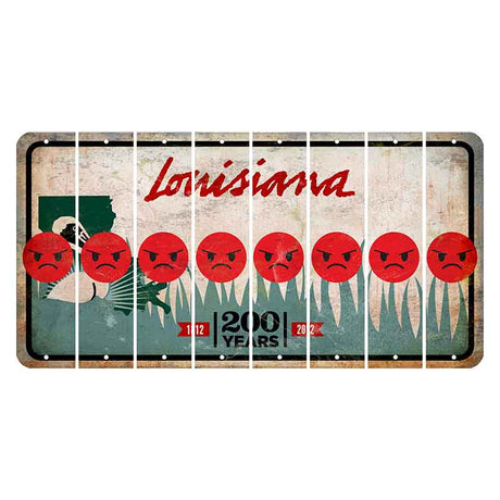 Louisiana 200 Years Cut License Plate Strips (Set of 8) Emoji - Angry