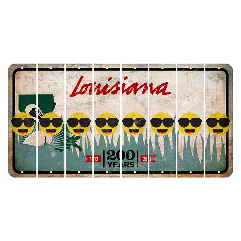 Louisiana 200 Years Cut License Plate Strips (Set of 8) Emoji - Shades