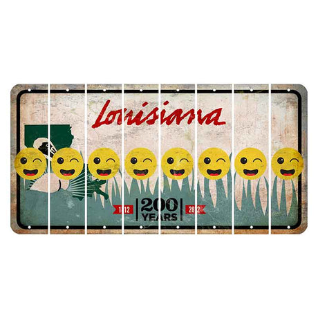 Louisiana 200 Years Cut License Plate Strips (Set of 8) Emoji - Winking