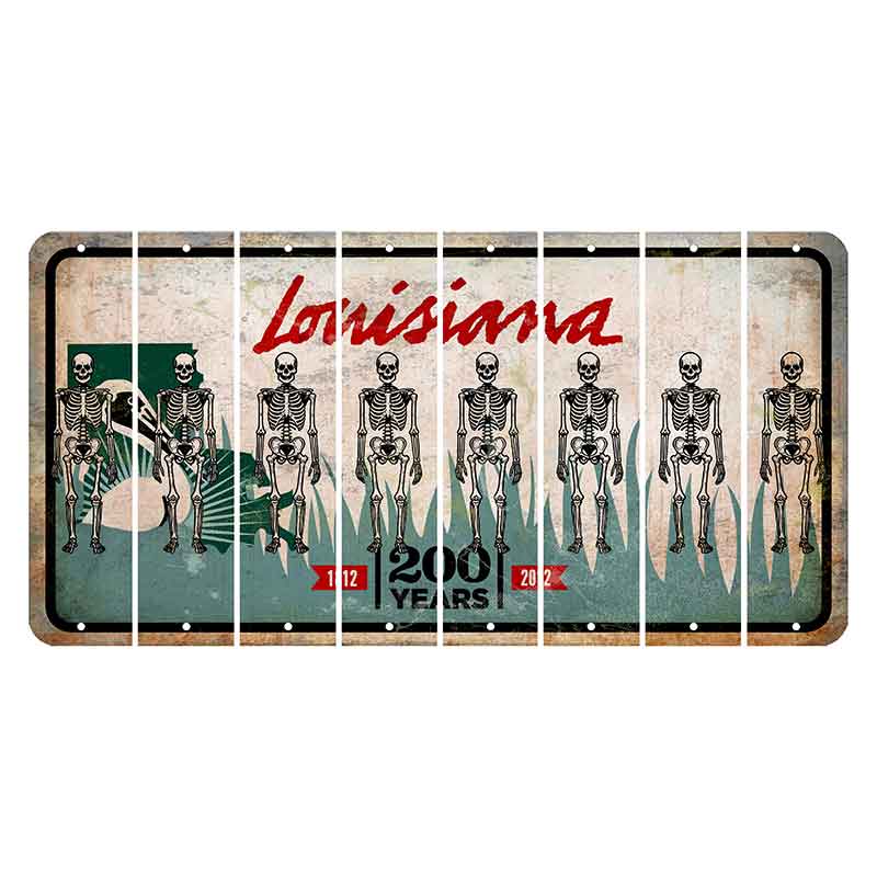 Louisiana 200 Years Cut License Plate Strips (Set of 8) Skeleton