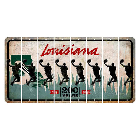 Louisiana 200 Years Cut License Plate Strips (Set of 8) Basketball Player