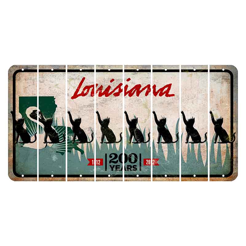 Louisiana 200 Years Cut License Plate Strips (Set of 8) Cat