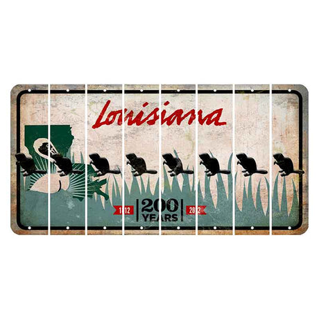 Louisiana 200 Years Cut License Plate Strips (Set of 8) Beaver