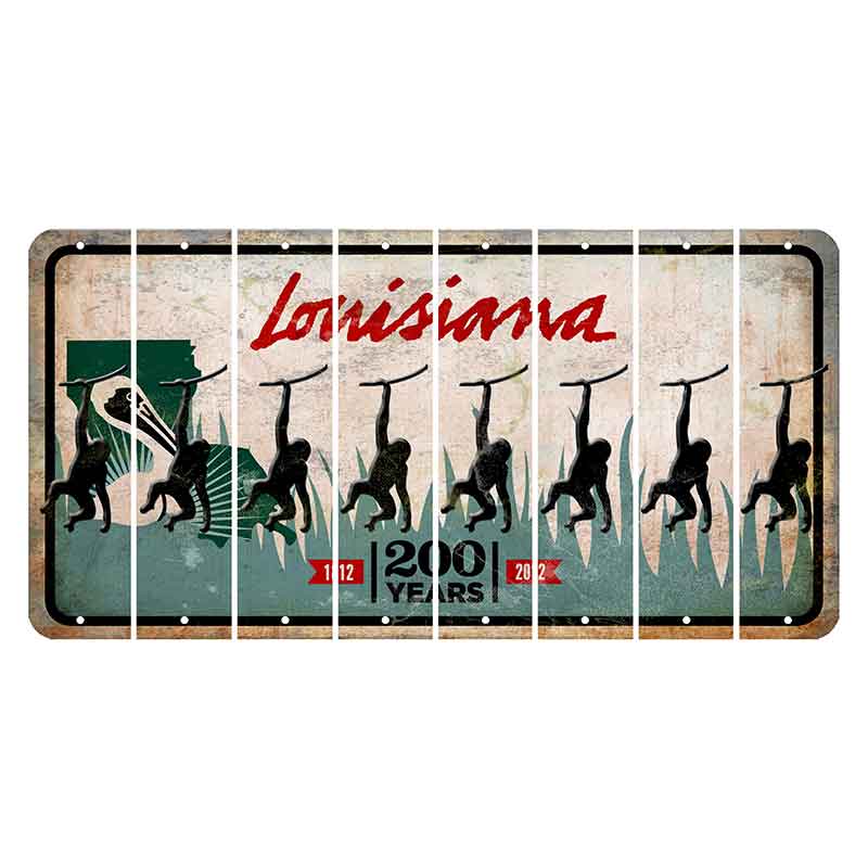 Louisiana 200 Years Cut License Plate Strips (Set of 8) Monkey