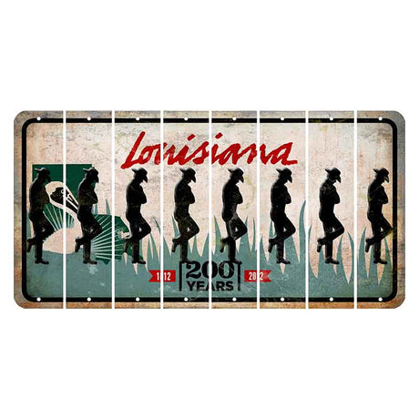 Louisiana 200 Years Cut License Plate Strips (Set of 8) Cowboy - Leaning