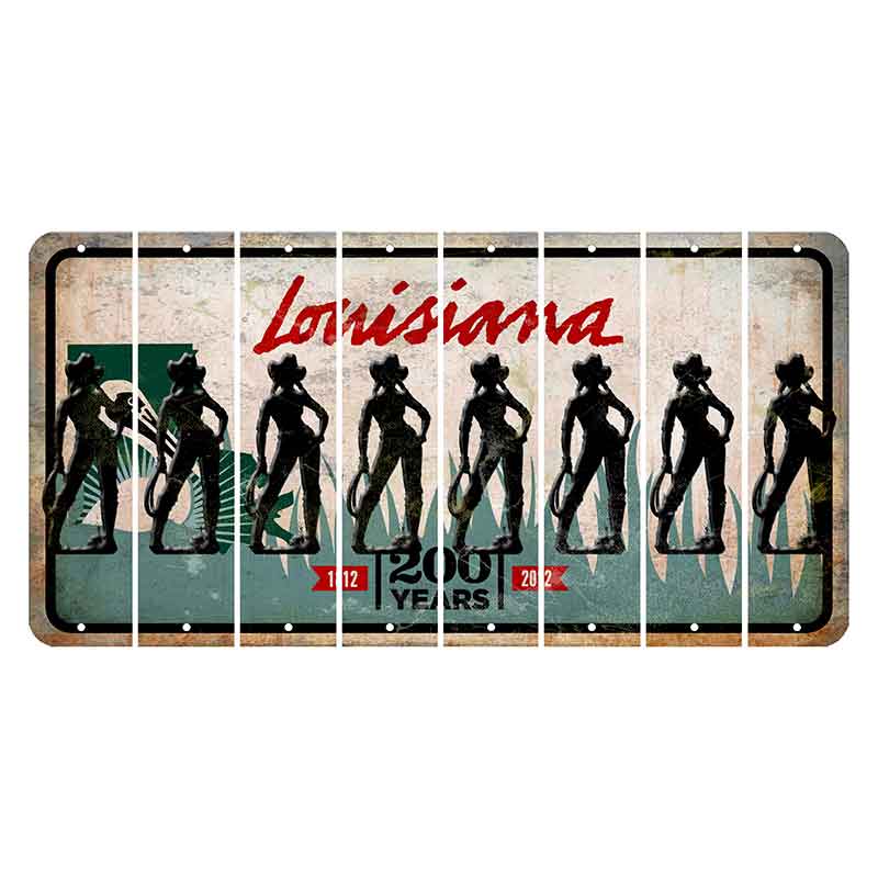 Louisiana 200 Years Cut License Plate Strips (Set of 8) Cowgirl