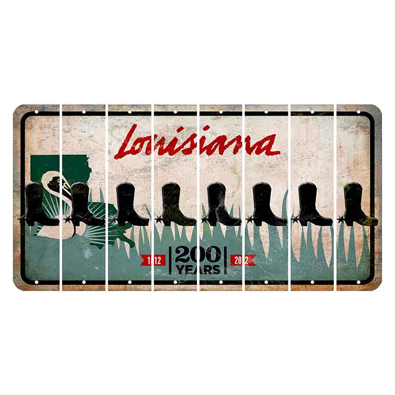 Louisiana 200 Years Cut License Plate Strips (Set of 8) Cowboy Boot