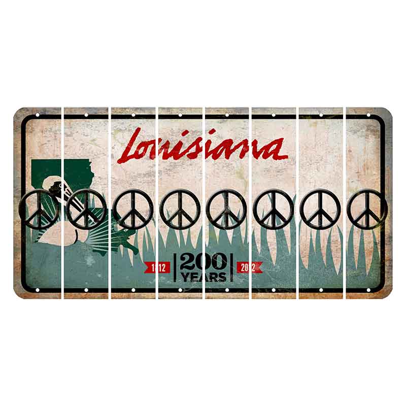 Louisiana 200 Years Cut License Plate Strips (Set of 8) Peace Sign