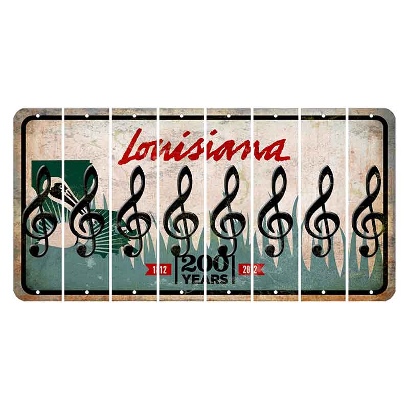 Louisiana 200 Years Cut License Plate Strips (Set of 8) Music Note