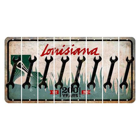 Louisiana 200 Years Cut License Plate Strips (Set of 8) Wrench