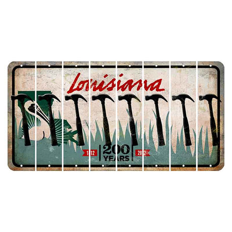 Louisiana 200 Years Cut License Plate Strips (Set of 8) Hammer