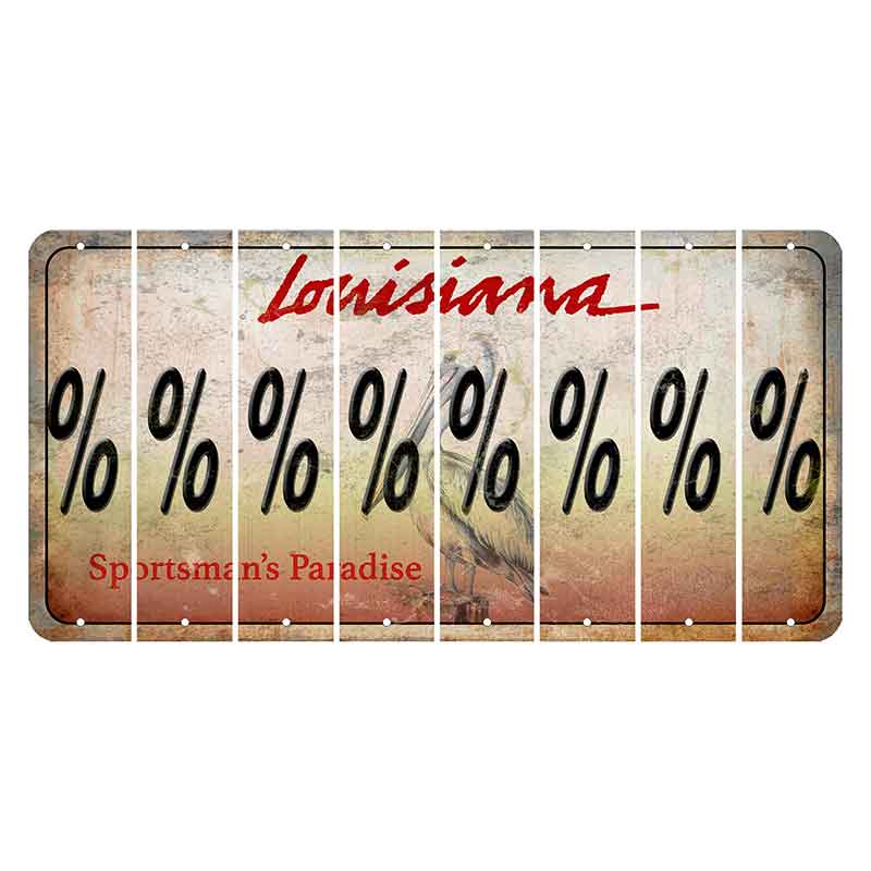 Louisiana Pelican Cut License Plate Strips (Set of 8) Percent Sign