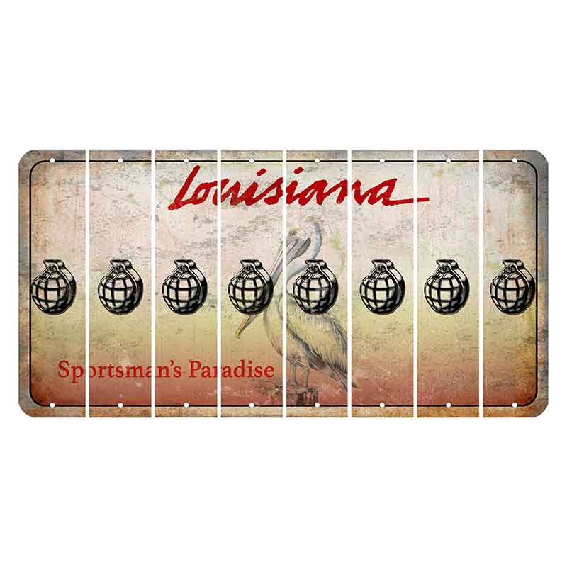 Louisiana Pelican Cut License Plate Strips (Set of 8) Grenade