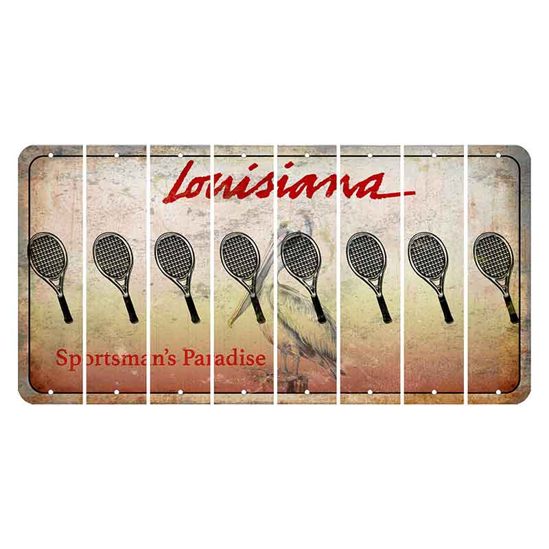 Louisiana Pelican Cut License Plate Strips (Set of 8) Tennis Racket