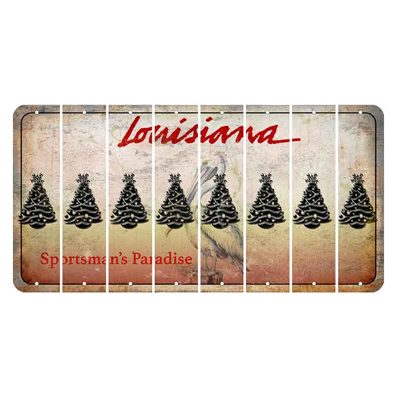 Louisiana Pelican Cut License Plate Strips (Set of 8) Christmas Tree