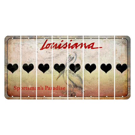 Louisiana Pelican Cut License Plate Strips (Set of 8) Heart